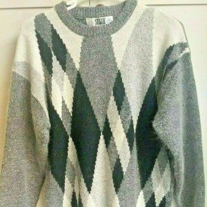 Vtg Segue Men Silk Angora Blend Sweater Small Gray